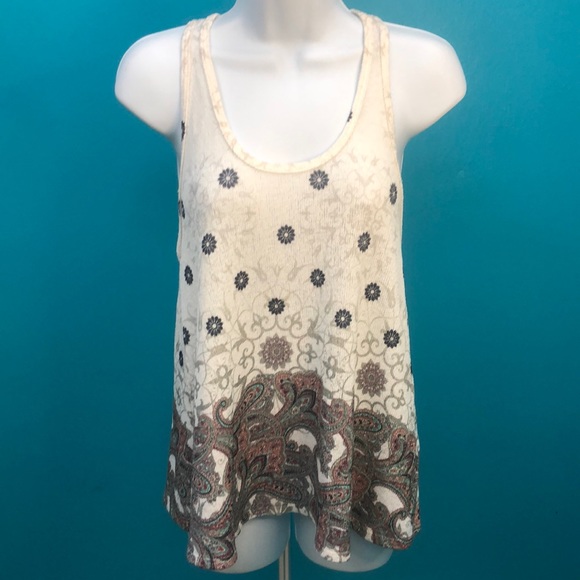 GAZE USA CREAM KNIT TOP WITH FLORAL/PAISLEY PATTERN • FLARED AT BOTTOM • sz M - Picture 11 of 11
